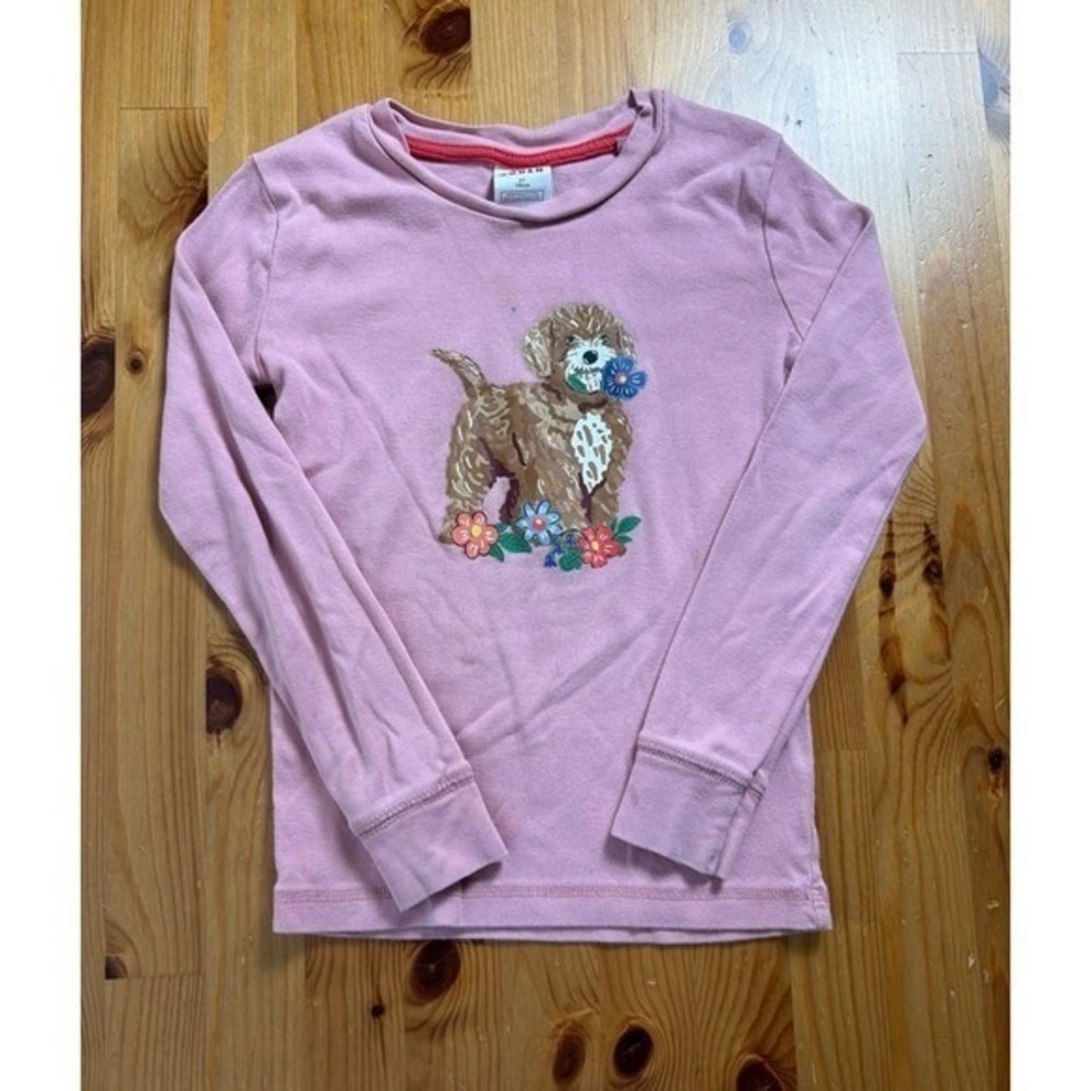 Mini Boden Girls Long Sleeve Goldendoodle Dog Shirt Size 6